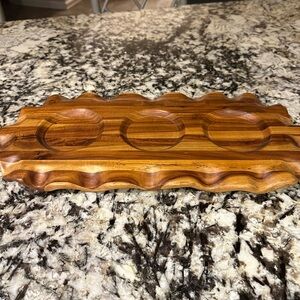 Mackenzie-Childs Acacia Wood Board with cutouts designed for serving bowls